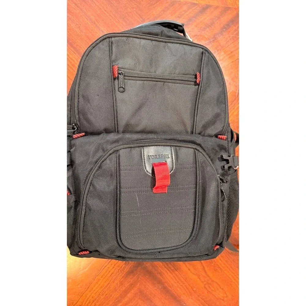 Travel Laptop Backpack Black Red USB Charging School Work Carry On